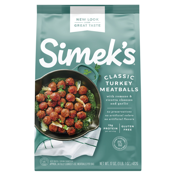 Simek's Gluten Free Classic Turkey Meatballs - apx 34 ct Frozen