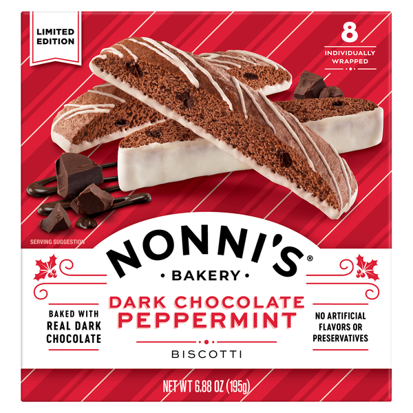 Nonni's Bakery Dark Chocolate Peppermint Biscotti - 8 ct