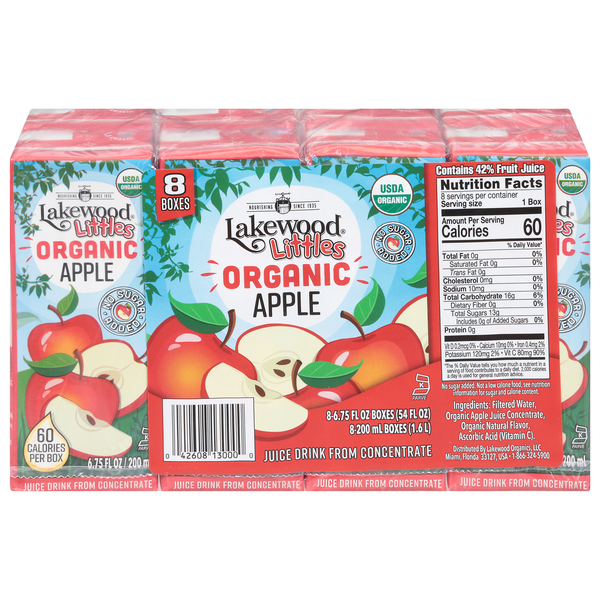 Lakewood Littles Organic Apple Juice Drink Boxes from Concentrate - 8 pk