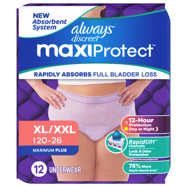 Always Discreet MaxiProtect Women's Incontinence Underwear XL/XXL
