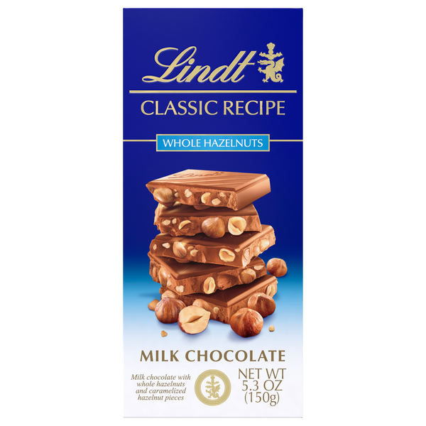 Lindt Classic Recipe Whole Hazelnuts Milk Chocolate Candy Bar