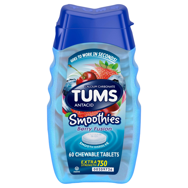 TUMS Smoothies Berry Fusion Extra Strength 750 Chewable Antacid Tablets