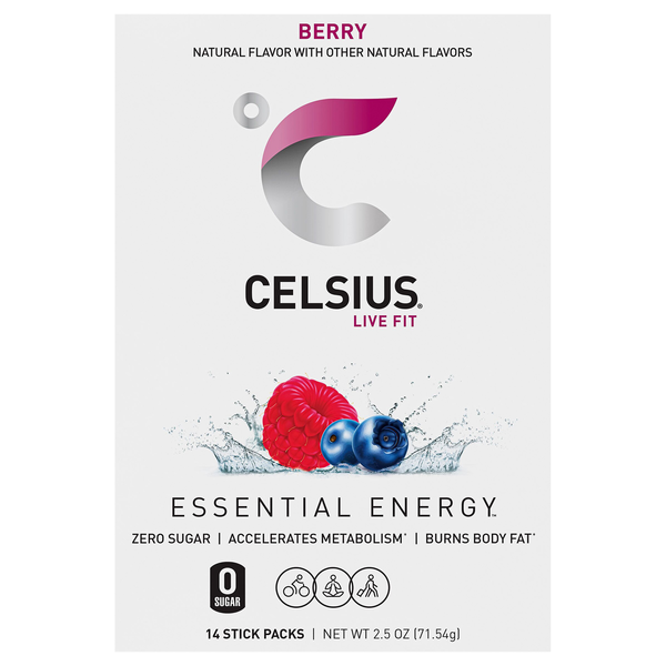 Celsius Live Fit On-the-Go Powder Stick Packs Berry - 14 ct