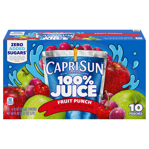 Capri Sun 100% Fruit Punch Juice Drink Pouches - 10 pk