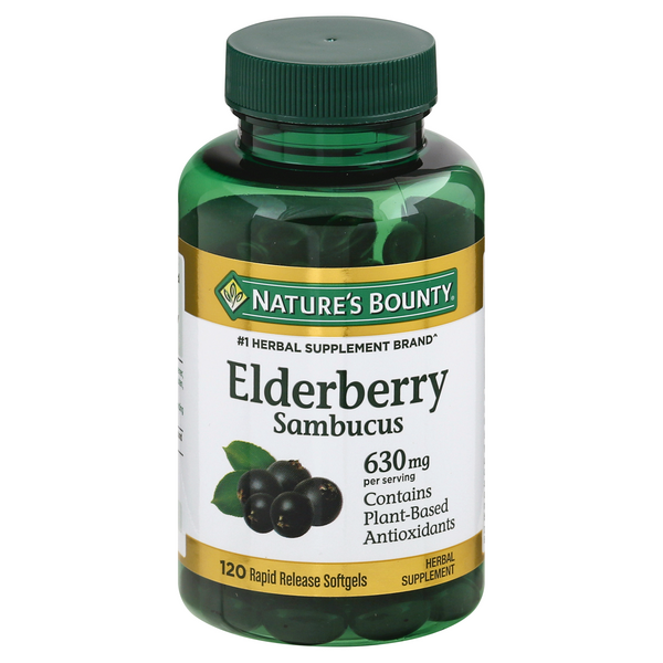 Nature's Bounty Elderberry Sambucus Rapid 630 mg Release Softgels