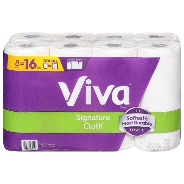 Viva Signature Cloth Choose-A-Sheet Double Roll 1-Ply Paper Towels - 8 ct