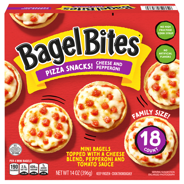 Bagel Bites Cheese & Pepperoni Mini Pizza Snacks - 18 ct Frozen