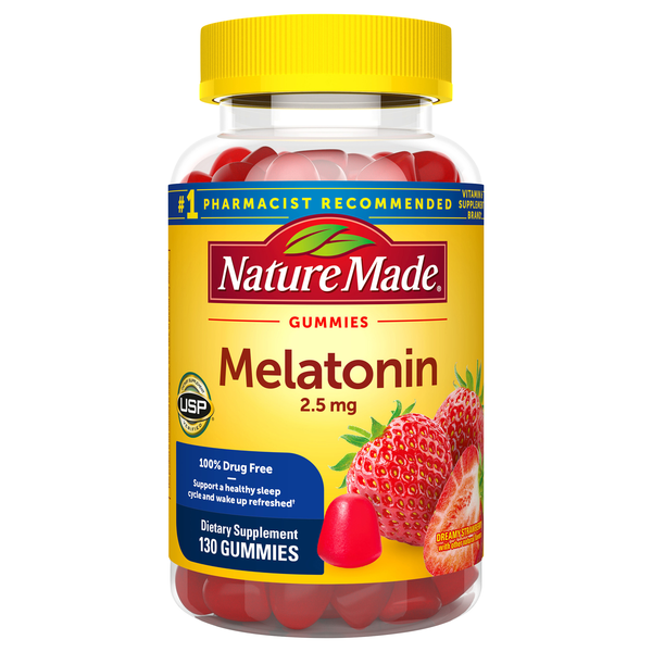 Nature Made Melatonin 2.5mg Dietary Supplement Gummies Dreamy Strawberry