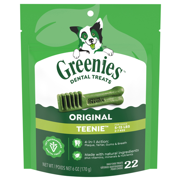 GREENIES Original Teenie Adult Dental Dog Treats - 22 ct