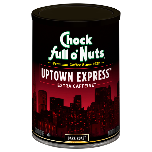 Chock Full O'Nuts Extra Caffeine Uptown Express Dark Roast Ground Coffee