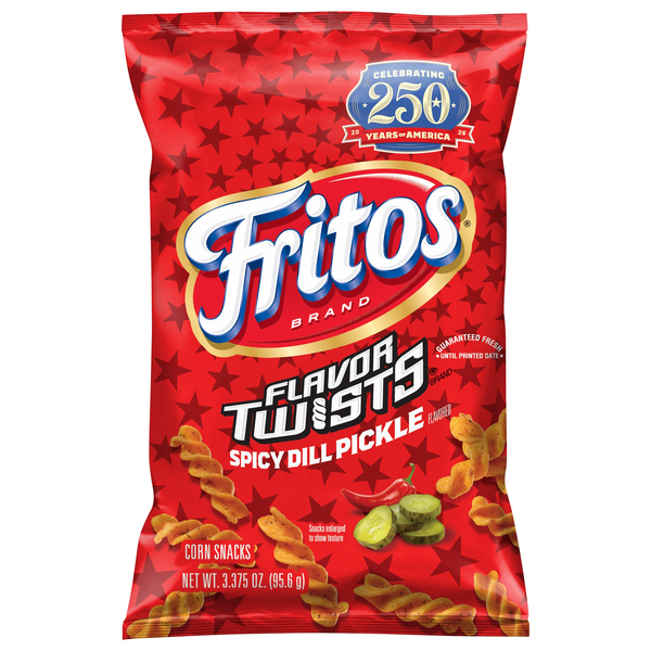 Fritos Flavor Twists Spicy Dill Pickle Flavored Corn Snacks
