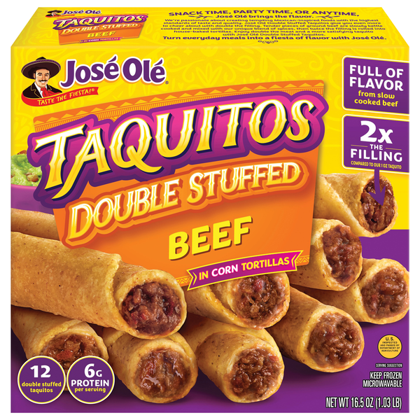 Jose Ole Double Stuffed Beef Taquitos - 12 ct Frozen