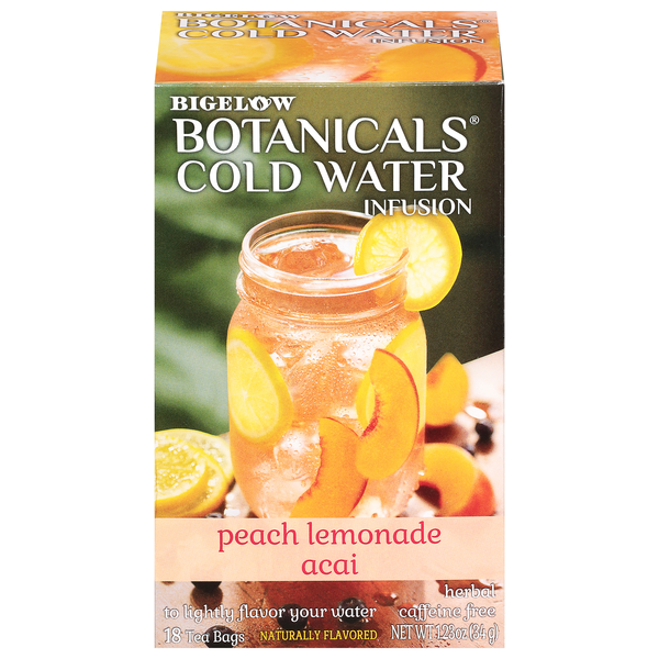 Bigelow Botanicals Cold Water Infusion Peach Lemonade Acai Herbal Tea Bags