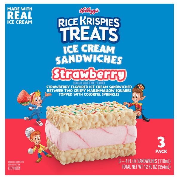 Kellogg's Rice Krispies Treats Strawberry Ice Cream Sandwiches - 3 ct