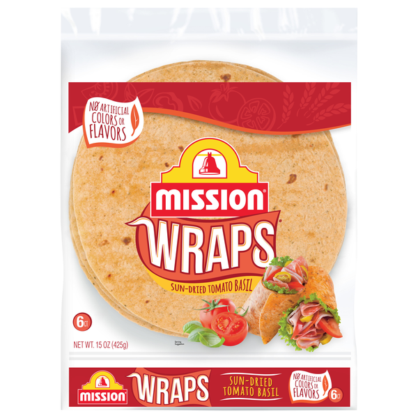 Mission Sun-Dried Tomato Basil Wraps - 6 ct