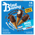 Blue Bunny Mini Swirls Vanilla Frozen Dairy Dessert Cones - 16 ct