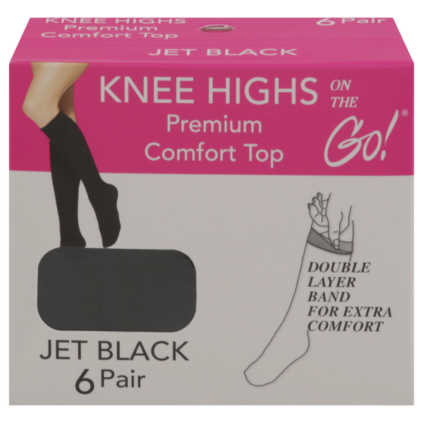 On the Go! Premium Comfort Top Knee Highs Jet Black One Size
