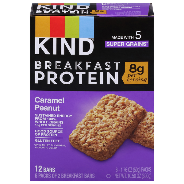 KIND Gluten Free Caramel Peanut Breakfast Protein Bars - 6 ct