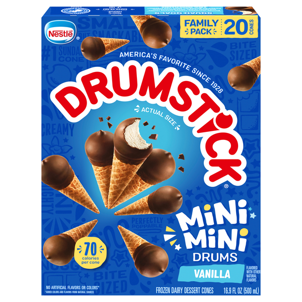 Nestle Drumstick Mini Drums Simply Dipped Vanilla Sundae Cones - 20 ct