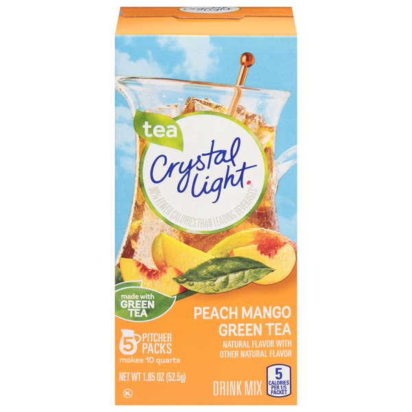 Crystal Light Sugar Free Peach Mango Green Iced Tea Mix Pitcher Packs 5 ct
