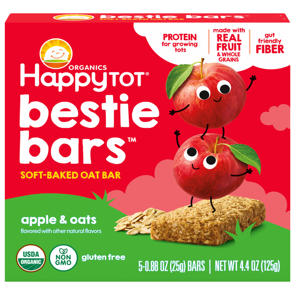 Happy Tot Organics Fiber & Protein Apples & Spinach Oat Bars - 5 ct