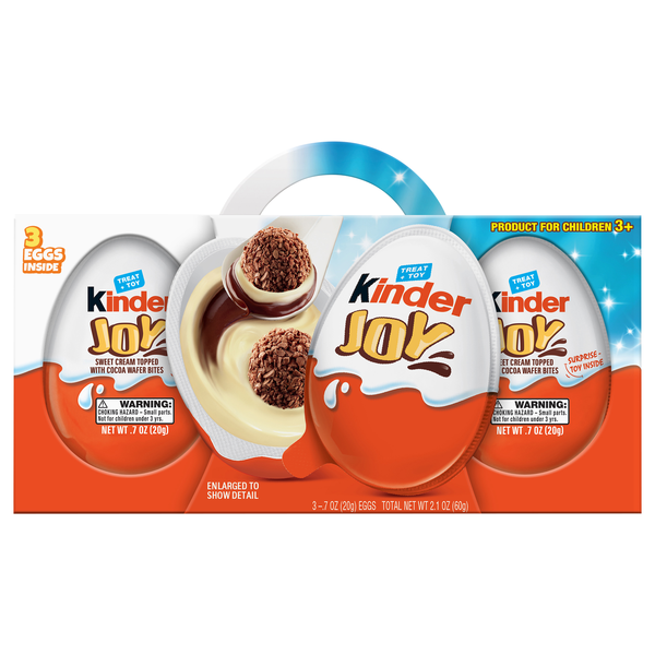 Kinder Joy Treat + Toy Sweet Cream & Chocolatey Wafers Candy - 3 ct