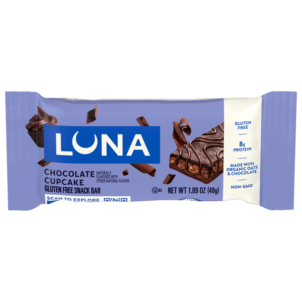 LUNA Organic Gluten Free Chocolate Cupcake Protein Snack Bar