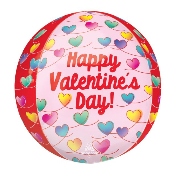 Happy Valentine's Day 16 Inch Orbz Cube Helium-Filled Foil Balloon