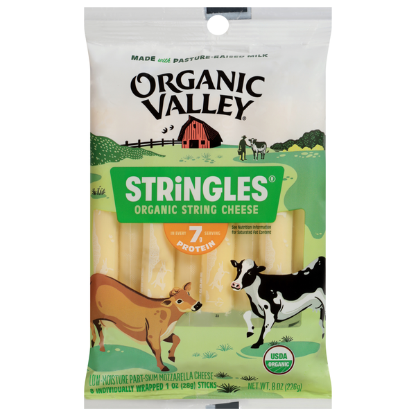 Organic Valley Stringles Mozzarella String Cheese Single - 6 ct