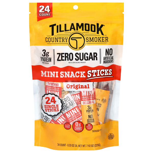 Tillamook Country Smoker Zero Sugar Original Mini Snack Sticks - 24 ct