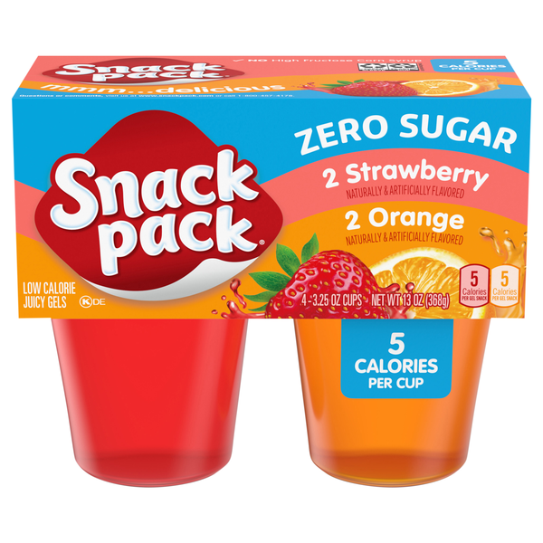 Snack Pack Zero Sugar Strawberry & Orange Juicy Gels Cups - 4 ct