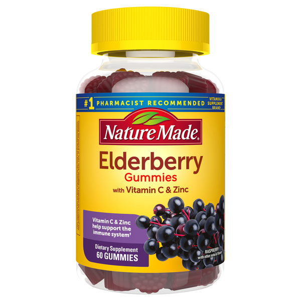 Nature Made Elderberry 100 mg Dietary Supplement Gummies Raspberry