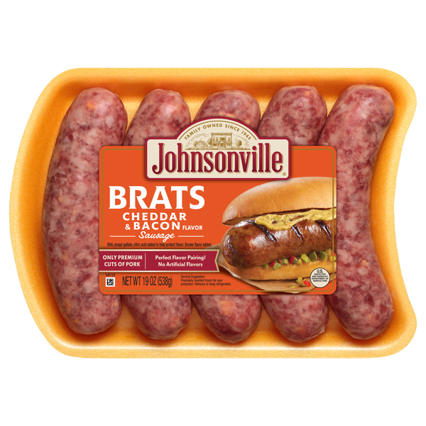 Johnsonville Brats Cheddar & Bacon Bratwurst - 5 ct