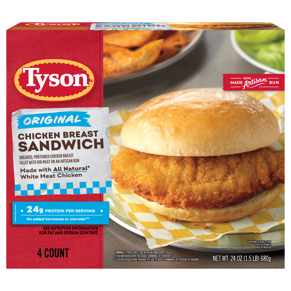 Tyson Original Chicken Breast Sandwiches - 4 ct Frozen