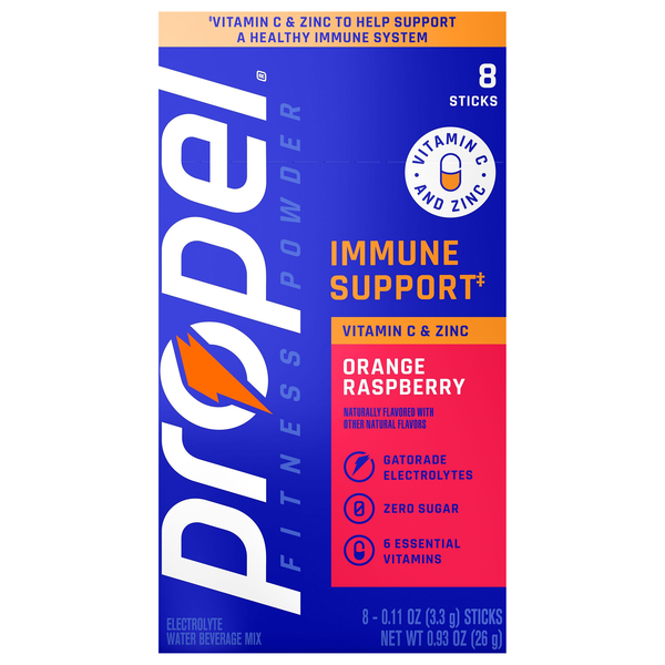 Propel Immune Support Orange Raspberry Drink Mix - 8 ct