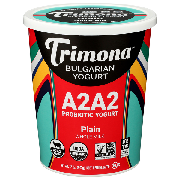 Trimona Organic Whole Milk Plain A2A2 Probiotic Bulgarian Yogurt