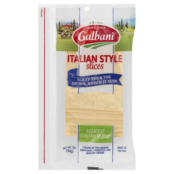 Save on Galbani Italian Style Cheese Slices 3 Cheese Italian Blend
