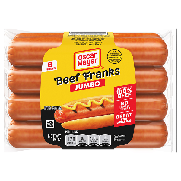 Oscar Mayer Jumbo Beef Franks - 8 ct