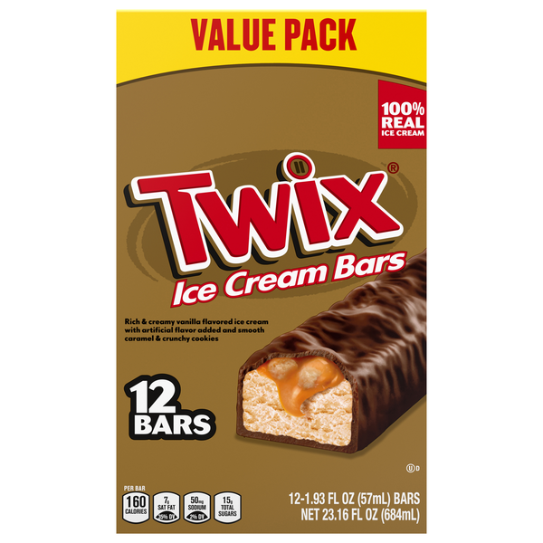 Twix Vanilla Caramel Cookie Ice Cream Bars - 12 ct