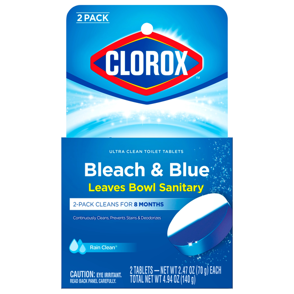 Clorox Rain Clean Bleach & Blue Toilet Bowl Cleaner Tablets
