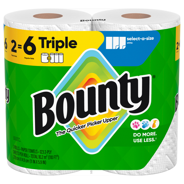 Bounty Select-A-Size White Triple Rolls Paper Towels - 2 ct