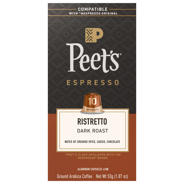 Peet's Espresso Ristretto Dark Roast Coffee Capsules