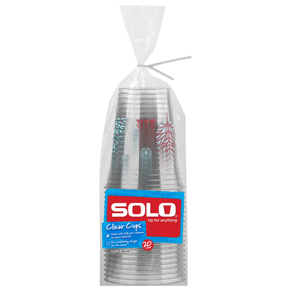 Solo Snowfell/Ever Tree Clear Plastic Cups 18 oz