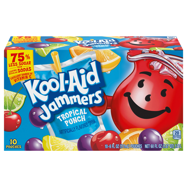 Kool-Aid Jammers Juice Drink Pouches Tropical Punch - 10 pk