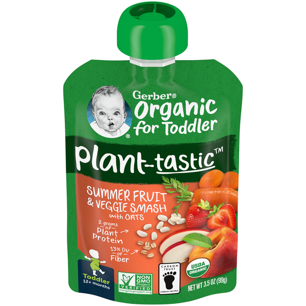 Gerber Organic Toddler Plant-tastic Summer Fruit & Veggie Smash with Oats