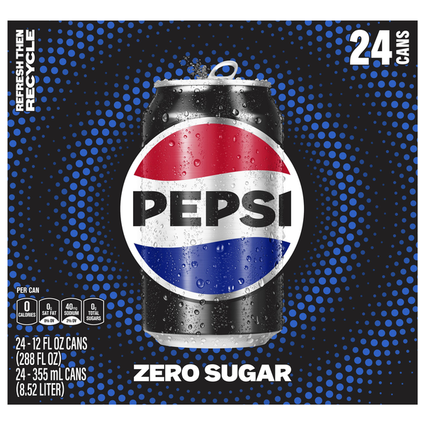 Pepsi Zero Sugar Cola Soda - 24 pk