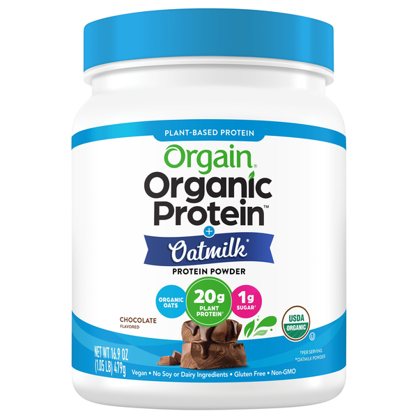 Orgain Organic Chocolate 20g Plant-Based Protein Powder + Oatmilk