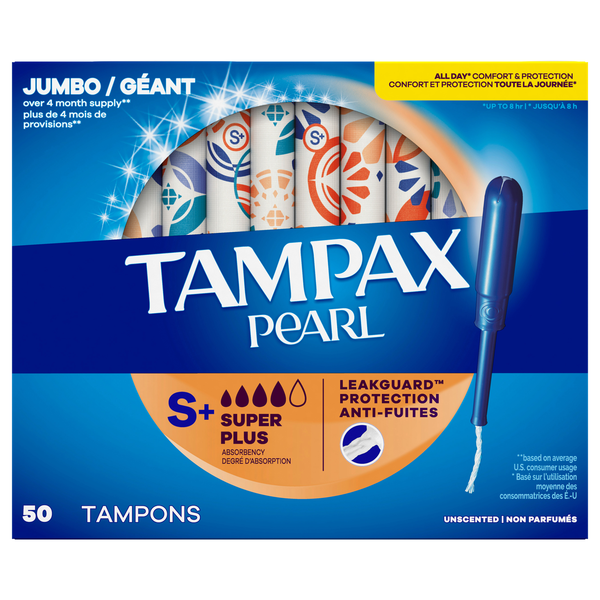 Tampax Pearl Unscented Super Plus Tampons