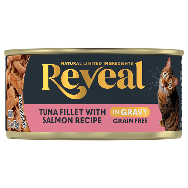 Reveal Wet Cat Food Tuna Fillet with Salmon Recipe in Gravy Grain Free