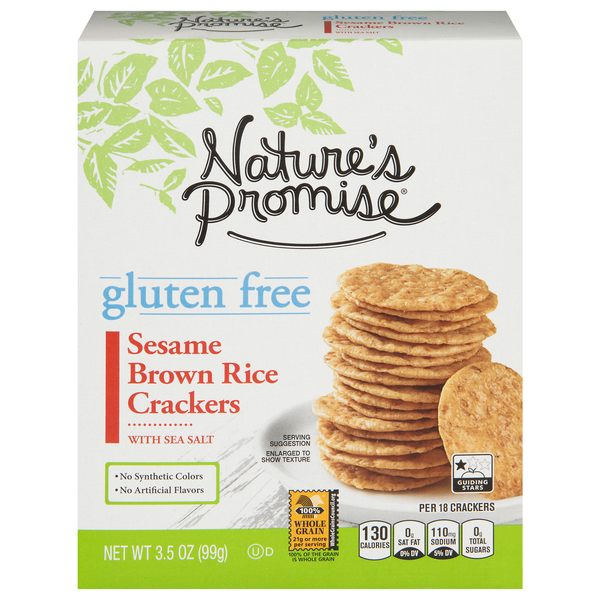 Nature's Promise Gluten Free Sesame Brown Rice Crackers with Sea Salt